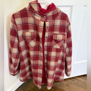 Plaid Red Lined Shirt Jacket